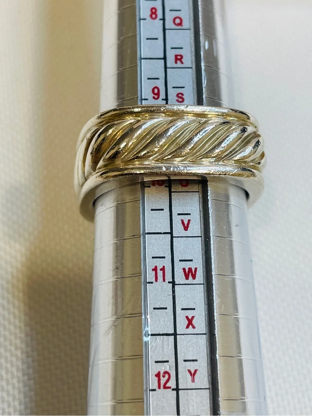 David Yurman 925 Sterling Silver Sculpted Cable Square Band Ring